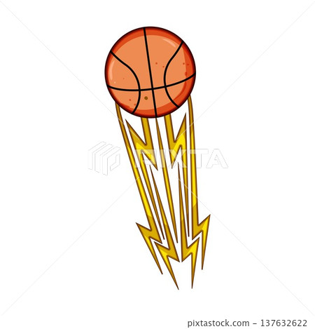 Basketball ball with lightning bolts indicating speed 137632622