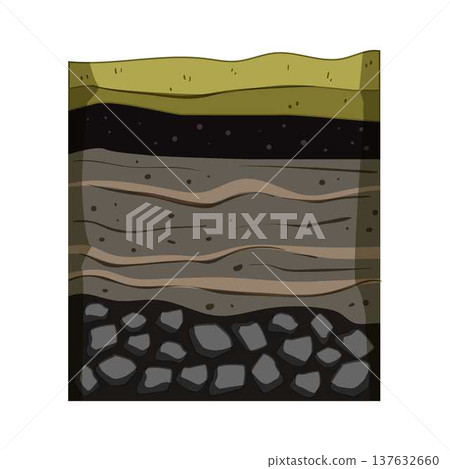 Soil layers cross section showing earth ground profile 137632660