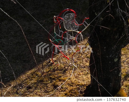 A red Santa in the mountains 137632740