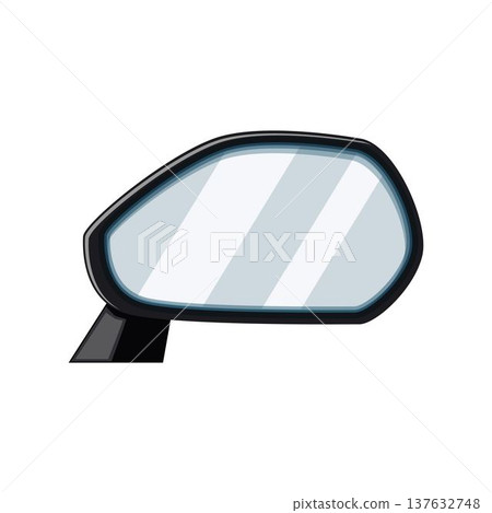 Car side view mirror drawing showing road safety 137632748