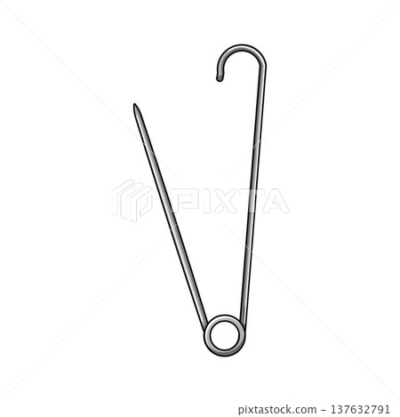 Open metal safety pin icon artwork illustration 137632791