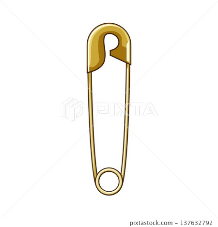 Golden safety pin vector illustration fastening clothes or fabric Golden safety pin vector illustration fastening clothes or fabric 137632792