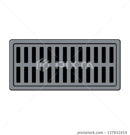 Road drain grate channeling stormwater runoff water Road drain grate channeling stormwater runoff water 137632819