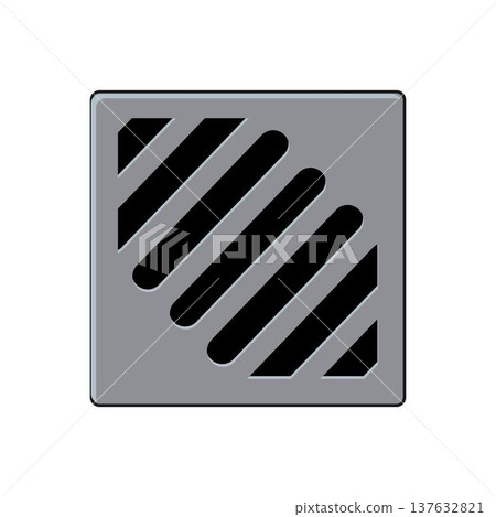 Urban square drain grate icon showing water flow 137632821