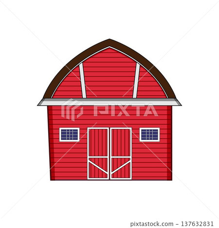 Red farm barn building illustration representing agriculture 137632831