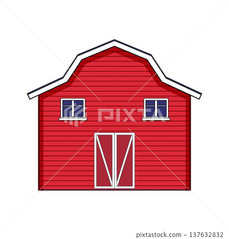 Red farm barn with gambrel roof isolated Red farm barn with gambrel roof isolated 137632832