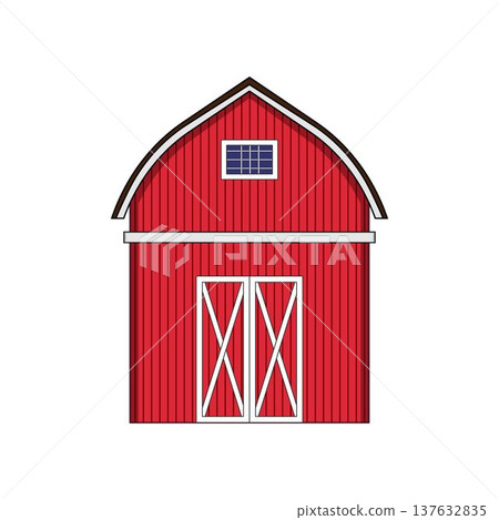 Red farm barn building illustration for agriculture 137632835