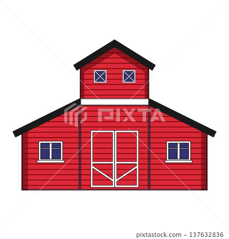 Red farm barn building illustration on white background Red farm barn building illustration on white background 137632836
