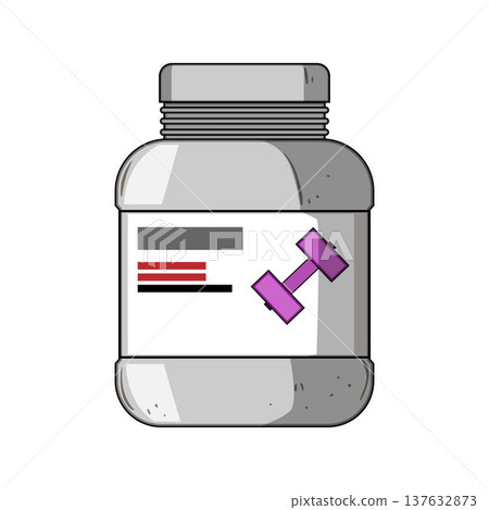 Protein supplement jar for fitness and bodybuilding 137632873