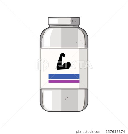 Protein supplement jar for sports nutrition and fitness 137632874