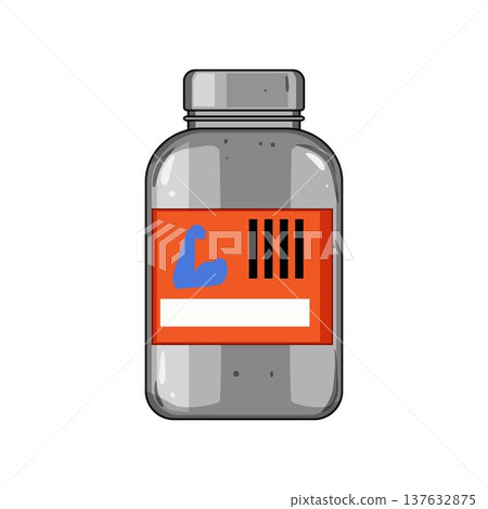 Protein supplement jar representing fitness and muscle growth 137632875