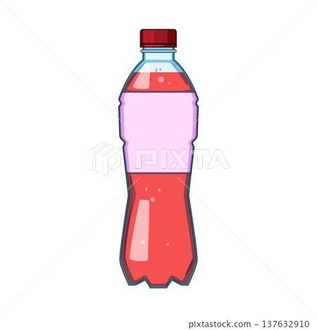 Plastic soda bottle filled with red carbonated drink 137632910