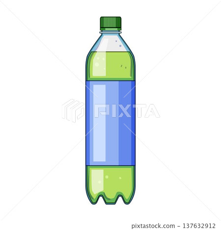 Plastic soda bottle containing refreshing green drink illustration 137632912
