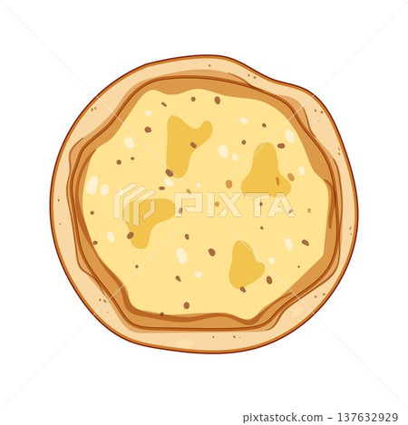Round pizza top view with cheese and crust 137632929
