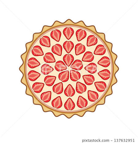 Delicious strawberry pie dessert top view illustration Delicious strawberry pie dessert top view illustration 137632951