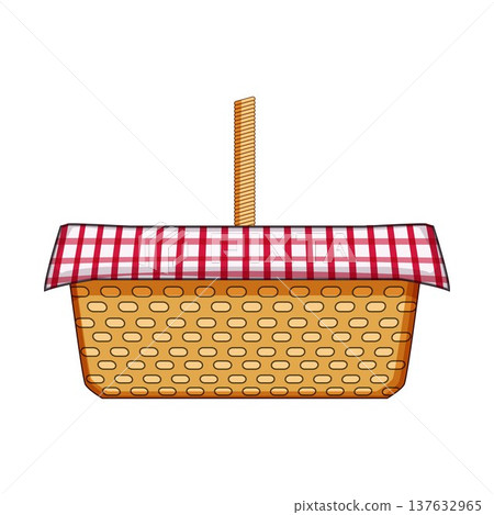 Picnic basket with red checkered cloth 137632965