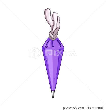 Pastry bag filled with frosting ready for piping 137633001