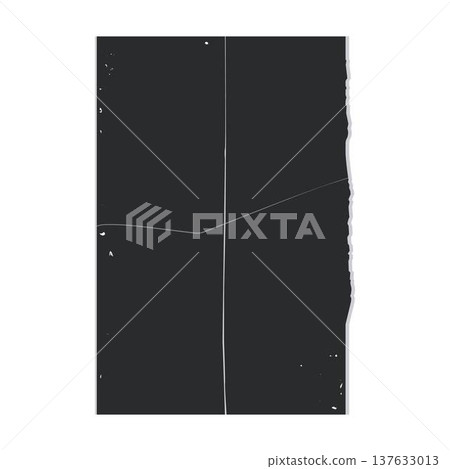 Blank folded distressed paper poster template with ripped edge Blank folded distressed paper poster template with ripped edge 137633013
