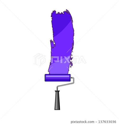 Paint roller creating a vertical purple paint stroke Paint roller creating a vertical purple paint stroke 137633036