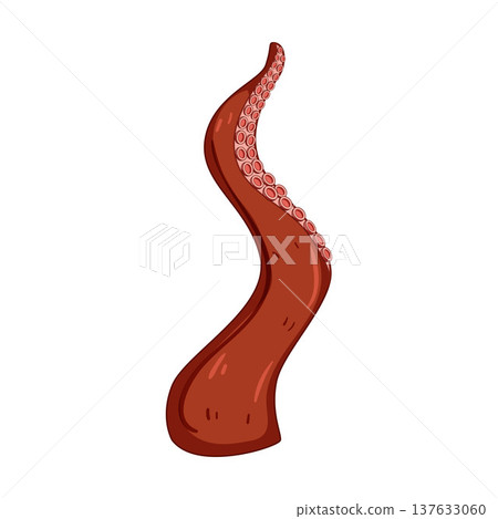 Octopus tentacle cartoon illustration with suckers Octopus tentacle cartoon illustration with suckers 137633060