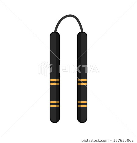 Nunchaku martial arts weapon in flat design style Nunchaku martial arts weapon in flat design style 137633062