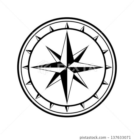Nautical compass rose symbol indicating direction and guidance 137633071