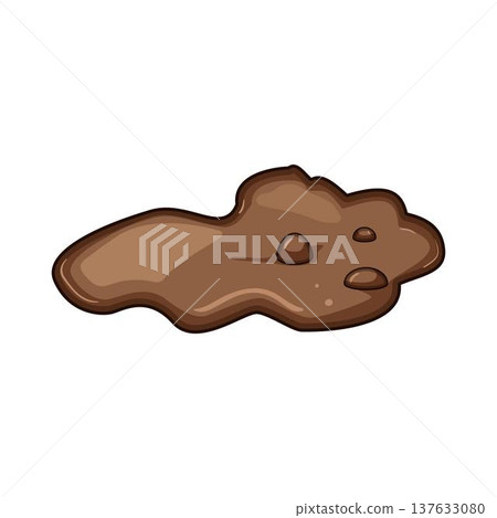 Mud puddle cartoon drawing with dirt elements 137633080
