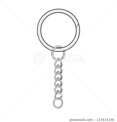 Metal keychain ring with chain for branding template 137633146