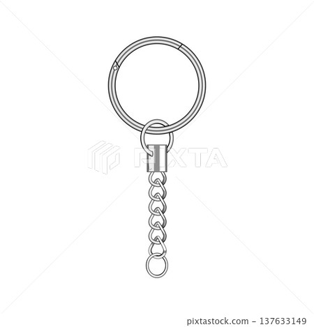 Metal split keyring assembly with chain and swivel connector 137633149