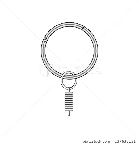 Metal keychain with a circular ring and spring design Metal keychain with a circular ring and spring design 137633151