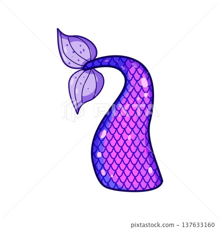 Mermaid tail with purple and pink scales and fins 137633160