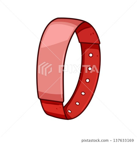 Red cartoon fitness tracker wristband showing activity tracking 137633169