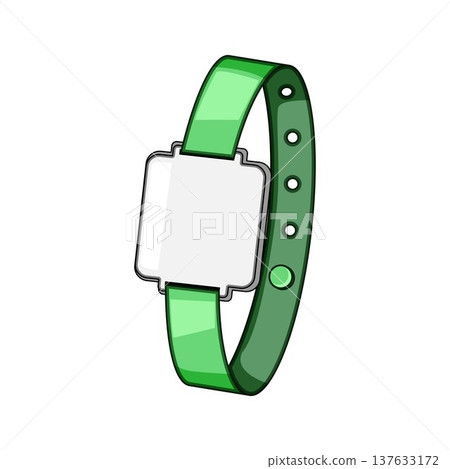 Green medical wristband with blank display for patient identification 137633172