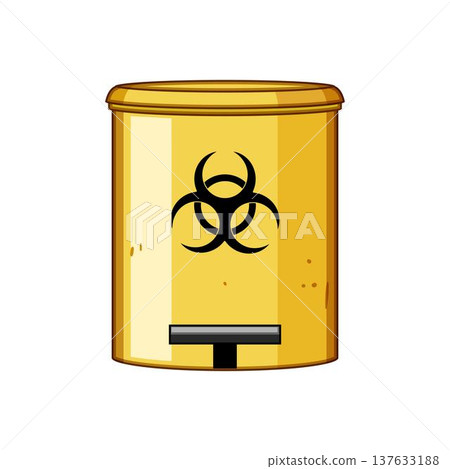 Yellow biohazard waste bin for dangerous medical disposal 137633188