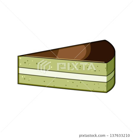 Matcha dessert cake slice with creamy filling 137633210