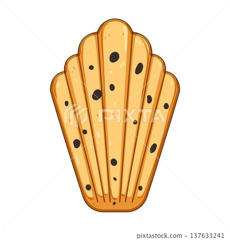 Madeleine cookie illustration with chocolate chips on white 137633241