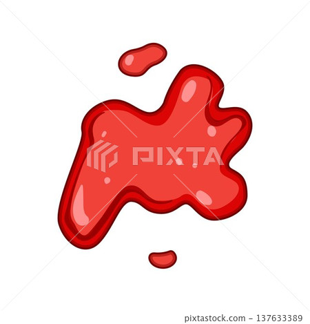 Red cartoon liquid blob spilling creating abstract splat Red cartoon liquid blob spilling creating abstract splat 137633389