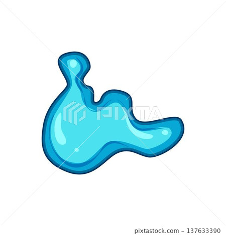 Blue liquid splash drawing creating abstract blob shape 137633390