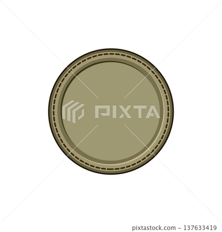 Round blank leather patch with stitched border design Round blank leather patch with stitched border design 137633419