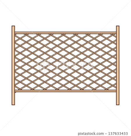Wooden lattice fence panel vector illustration 137633433
