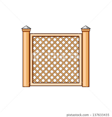 Wooden lattice fence panel creating garden boundary 137633435