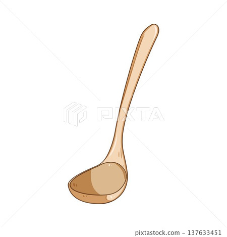 Wooden ladle kitchen utensil for cooking food 137633451