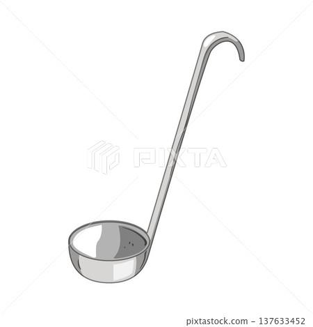 Stainless steel kitchen utensil ladle graphic illustration Stainless steel kitchen utensil ladle graphic illustration 137633452