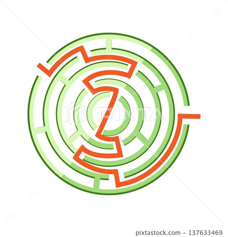 Circular maze game solving path finding way Circular maze game solving path finding way 137633469