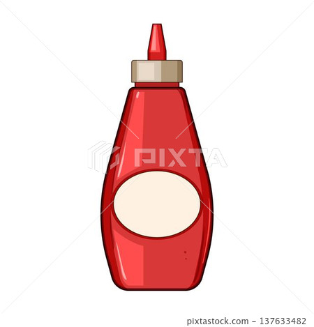Red squeeze bottle of ketchup or condiment Red squeeze bottle of ketchup or condiment 137633482