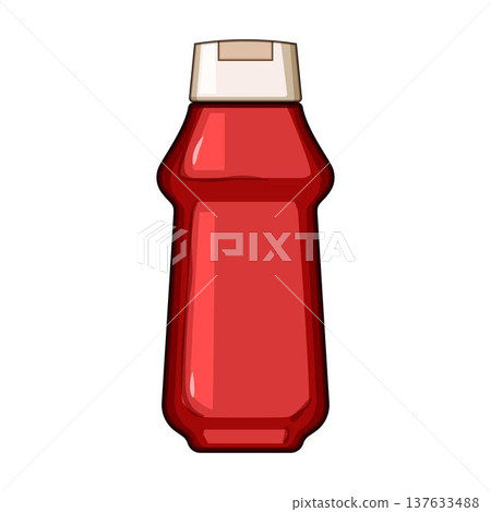 Ketchup sauce bottle topping with flip cap 137633488