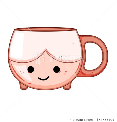 Kawaii style cartoon mug with happy smiling face Kawaii style cartoon mug with happy smiling face 137633495