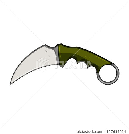 Karambit knife cartoon illustration representing danger and combat Karambit knife cartoon illustration representing danger and combat 137633614