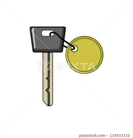 Hotel key illustration with blank golden keychain 137633710