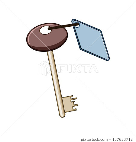 Hotel key with blank diamond tag providing room access 137633712